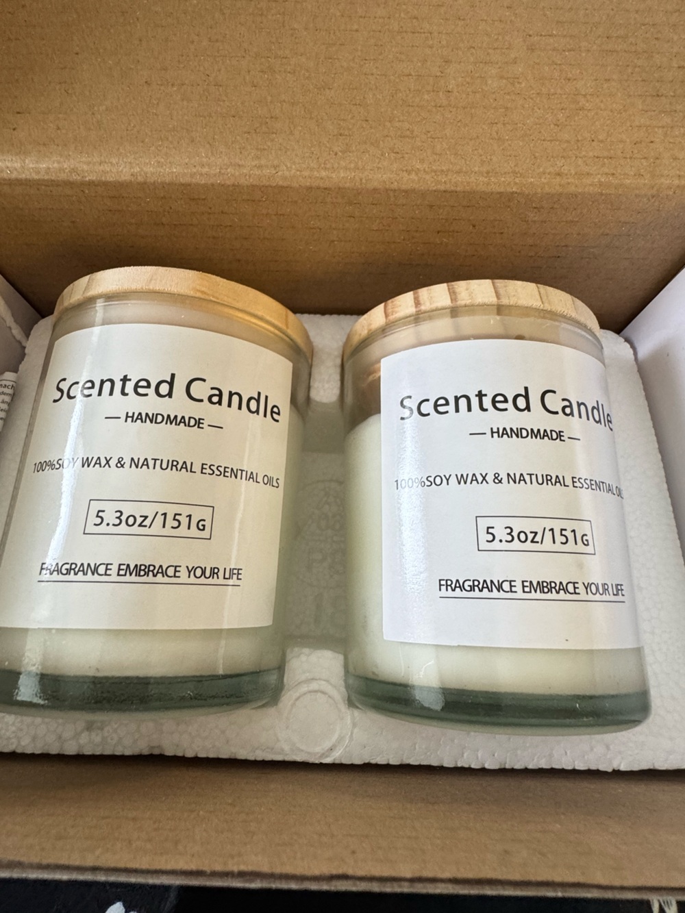 Scented Candle Set - White with Natural Wood Lids